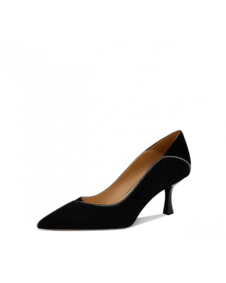 French rhinestone frosted suede pumps