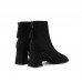 All-match commuting suede square toe high-heeled fleece ankle boots