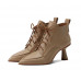 Apricot Lambskin Lace-Up Boots