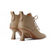 Apricot Lambskin Lace-Up Boots