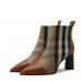 Brown British Style Classic Plaid Heeled Boots