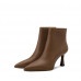 Elegant fashion brown soft sheepskin high-heeled ankle boots