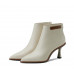 Genuine leather white shoes elegant stiletto high-heeled ankle boots