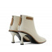 Genuine leather white shoes elegant stiletto high-heeled ankle boots