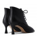 Lace-up vintage woven leather sexy pointed toe stiletto Martin boots