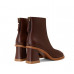 Leather Brown Fleece Block Heel Boots