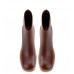 Leather Brown Fleece Block Heel Boots