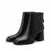 New black leather simple high-heeled ankle boots