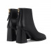 New black leather simple high-heeled ankle boots