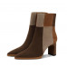 New color-block chunky heel high-heeled fleece boots