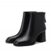 New French style round toe leather high-heeled ankle boots