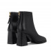 New French style round toe leather high-heeled ankle boots