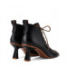 New women's pointed-toe lace-up full leather ankle boots with contrast color inside and outside