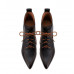 New women's pointed-toe lace-up full leather ankle boots with contrast color inside and outside