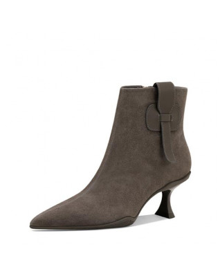Premium Matte Pointed Toe Wine Glass Heel Booties