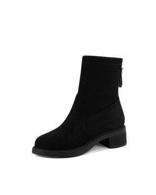 Short tube all-match fashion medium chunky heel ankle boots