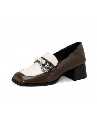 Pearl Chain Square Toe Loafers
