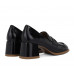 Retro British Style Round Toe Chunky Heel Leather Loafers