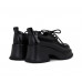 Thick-soled raised leather lace-up platform shoes