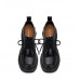 Thick-soled raised leather lace-up platform shoes