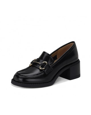 Versatile comfortable chunky heel loafers