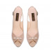 All-match real sheepskin foreign style fish mouth nude high-heeled shoes women's thick-heeled sandals