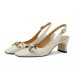 All-match white patent leather Baotou back hollow chunky sandals