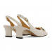 All-match white patent leather Baotou back hollow chunky sandals