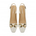 All-match white patent leather Baotou back hollow chunky sandals