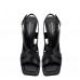 Black handsome wrap-foot Roman chunky heel sandals