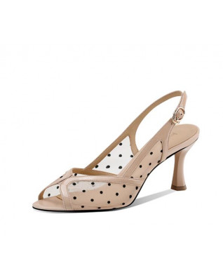 Summer fish mouth high heels women's stiletto polka dot mesh nude sexy sandals