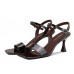 Trendy Chocolate Mirror Leather Strap High Heel Sandals