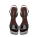 Trendy Chocolate Mirror Leather Strap High Heel Sandals