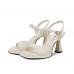 White leather one word open toe high heel sandals