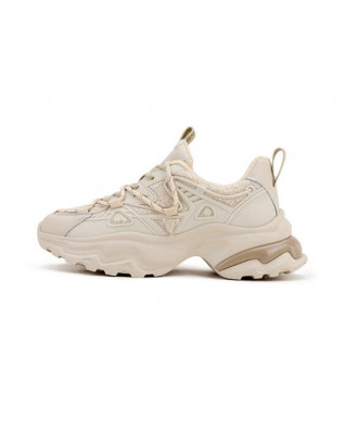 Front Lace Up Round Toe Daddy Shoes Trendy Comfort Thick Sole Apricot Plus Velvet Casual Sneakers